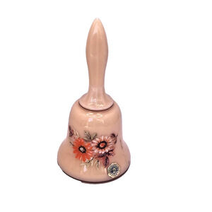 1978 Westmoreland Almond Milk Glass Bell • Hand Painted Florals , Label